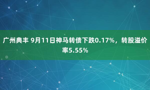 广州典丰 9月11日神马转债下跌0.17%，转股溢价率5.55%